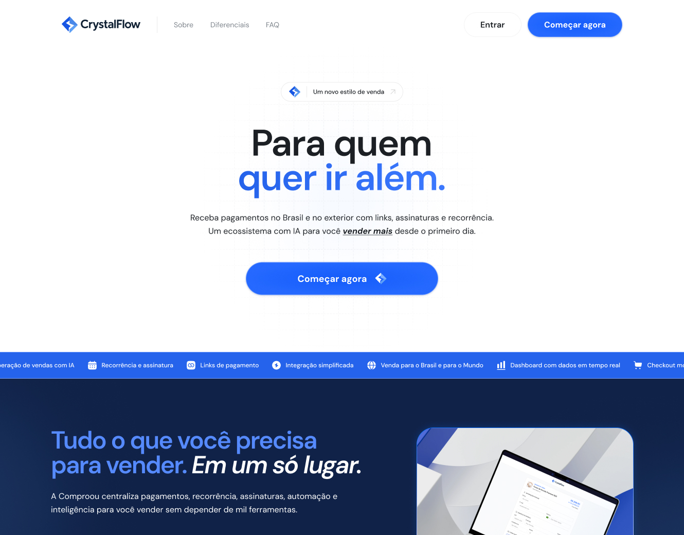 Miniatura da landing page da plataforma Crystalflow