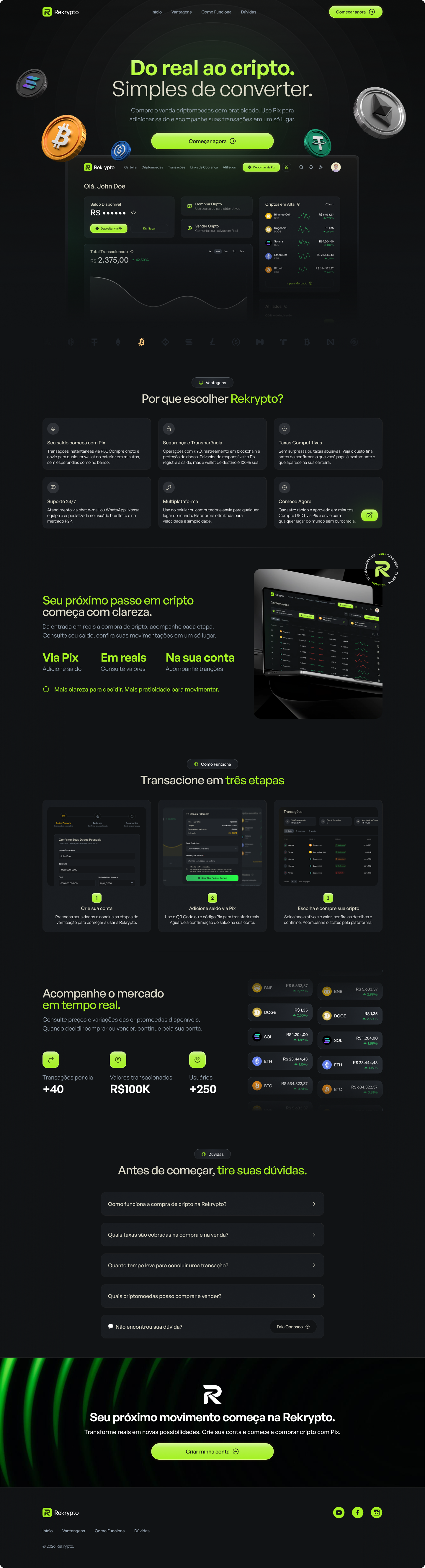 Captura completa da landing page Rekrypto
